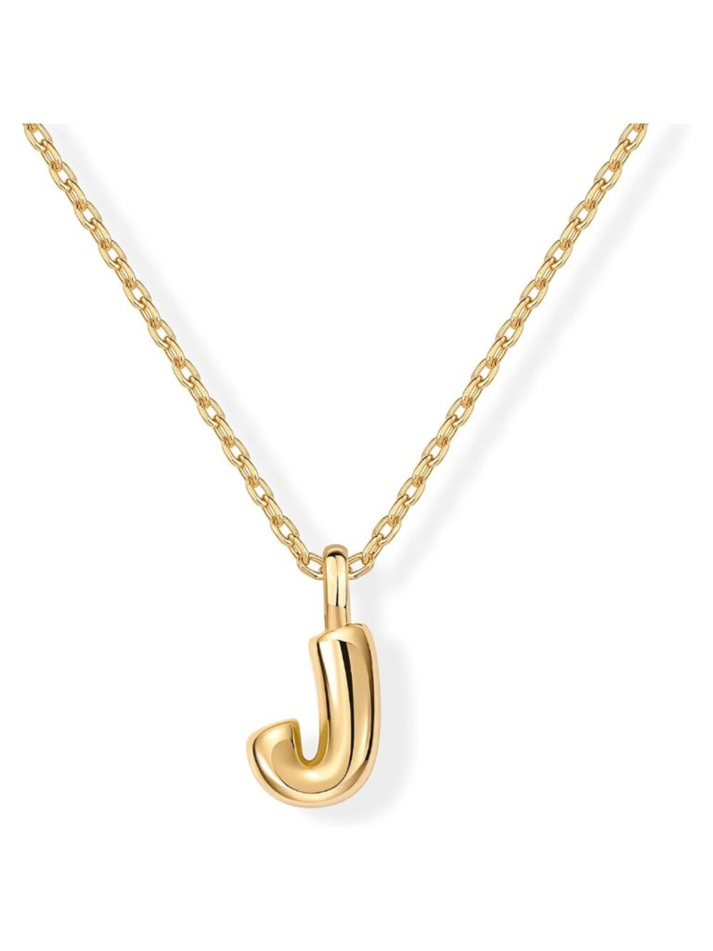 14K Gold Plated Bubble Initial Letter Pendant Necklace, 16-18 Inch Adjustable